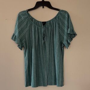 W5 Green Blouse with Ruffle Detail